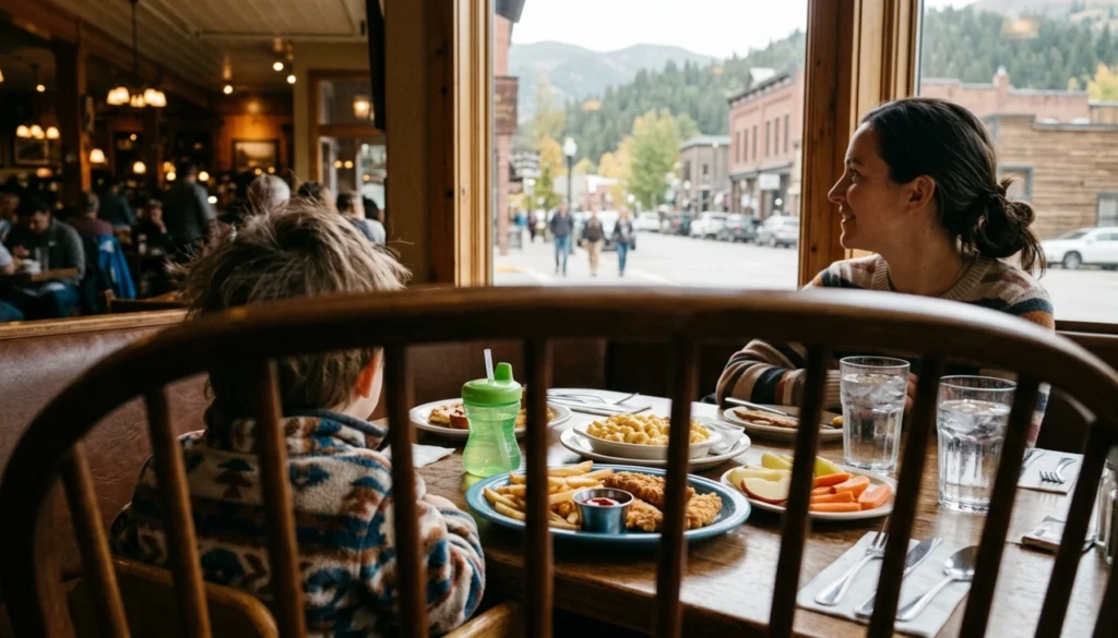 Kids' plates of chicken tenders and mac and cheese at one of the family-friendly restaurants with kid menus in Blue Ridge