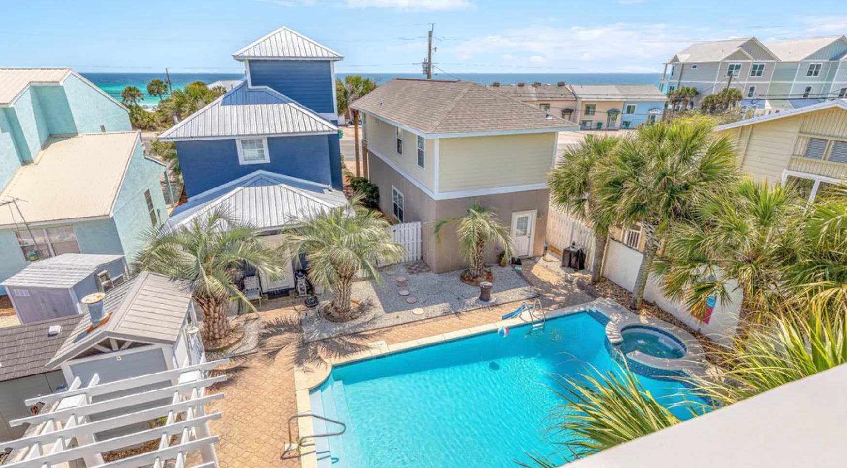 Luxury beachfront pool with spa at Panama City Beach West End area property